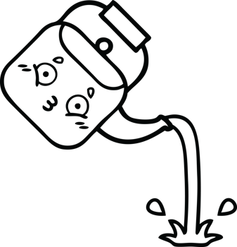 line drawing cartoon of a pouring kettle png