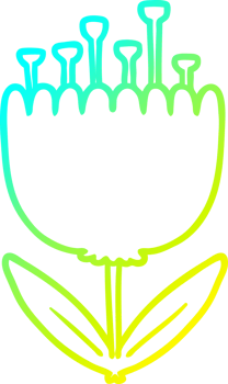 cold gradient line drawing of a cartoon flower png