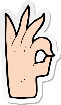 sticker of a cartoon okay hand gesture png