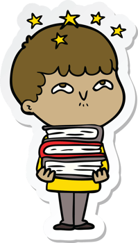 sticker of a cartoon amazed boy png