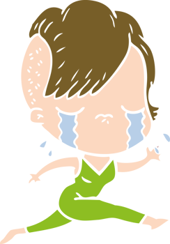 flat color style cartoon crying girl running png