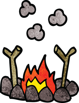 cartoon doodle camp fire png