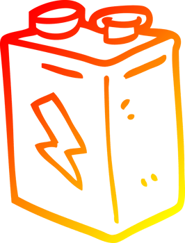 warm gradient line drawing of a cartoon battery png