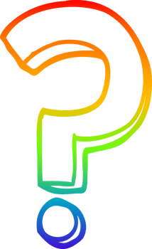 rainbow gradient line drawing of a cartoon question mark png