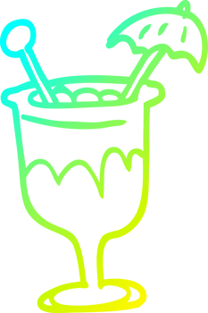 cold gradient line drawing of a cartoon cocktail png