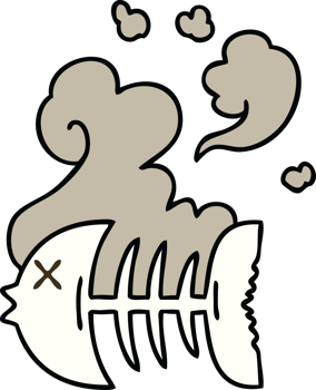 hand drawn quirky cartoon dead fish skeleton png