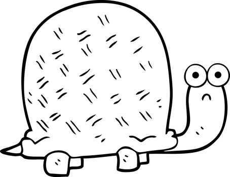hand drawn black and white cartoon sad turtle png