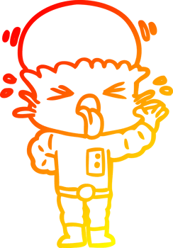 warm gradient line drawing of a disgusted cartoon alien png