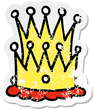 hand drawn distressed sticker cartoon doodle of two crowns png