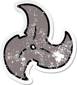 hand drawn distressed sticker cartoon doodle of a single ninja throwing star png