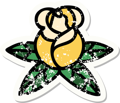 distressed sticker tattoo in traditional style of a single rose png