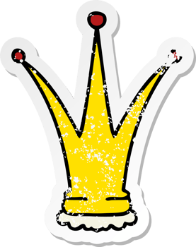 distressed sticker of a quirky hand drawn cartoon gold crown png