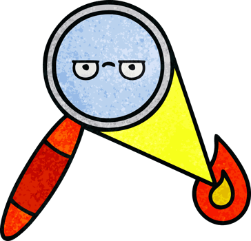 retro grunge texture cartoon of a magnifying glass png