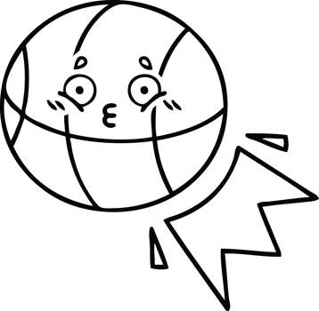 line drawing cartoon of a basketball png