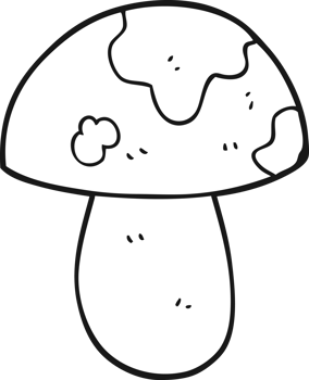 hand drawn black and white cartoon toadstool png