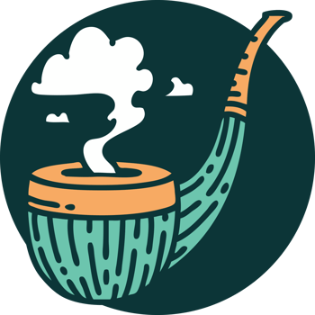 iconic tattoo style image of a smokers pipe png