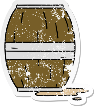 hand drawn distressed sticker cartoon doodle of a wine barrel png