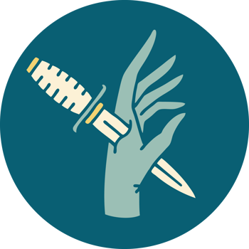 iconic tattoo style image of a dagger in the hand png