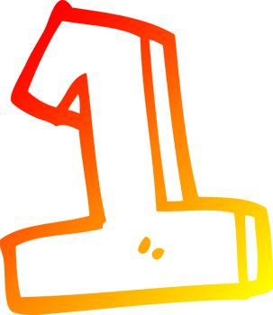 warm gradient line drawing of a cartoon number 1 png