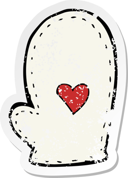 retro distressed sticker of a cartoon oven mit drawing png