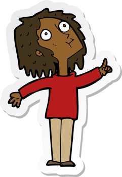 sticker of a cartoon curious woman png