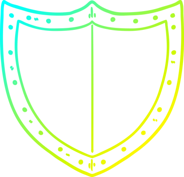 cold gradient line drawing of a cartoon shield png