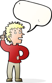 cartoon boy with idea with speech bubble png