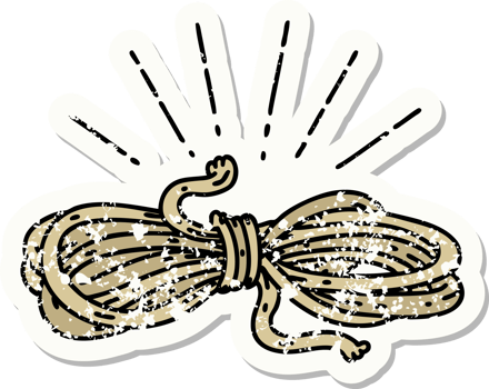 worn old sticker of a tattoo style wound rope png