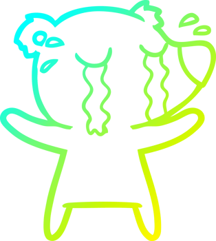 cold gradient line drawing of a cartoon crying polar bear png