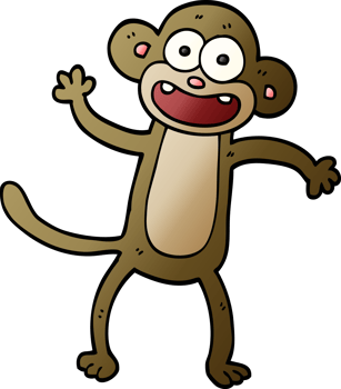 cartoon doodle waving monkey png
