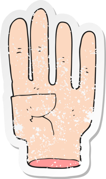 retro distressed sticker of a cartoon hand png