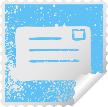distressed square peeling sticker symbol of a letter png