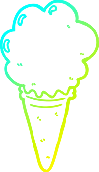 cold gradient line drawing of a cartoon ice cream png