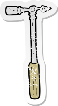retro distressed sticker of a cartoon pin hammer drawing png