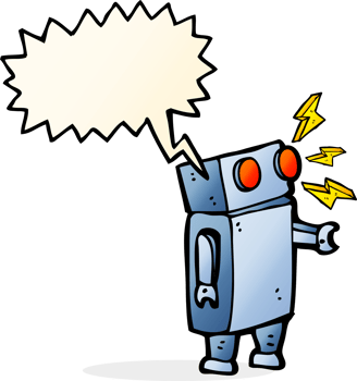 cartoon robot with speech bubble png