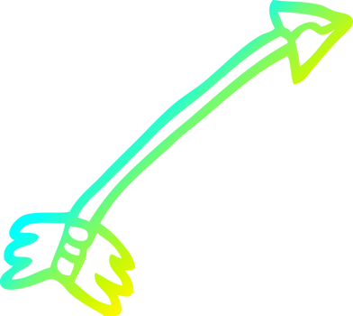 cold gradient line drawing of a cartoon flying arrow png