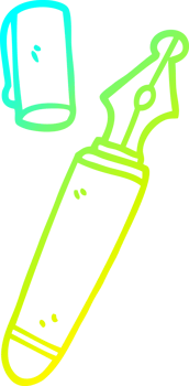 cold gradient line drawing of a cartoon fountain pen png