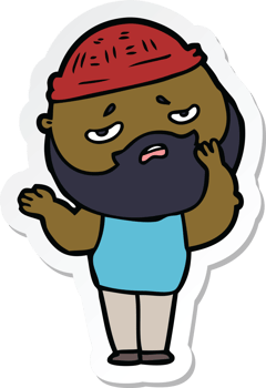 sticker of a cartoon worried man with beard png