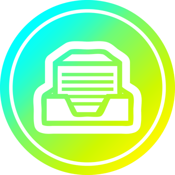 office paper stack circular icon with cool gradient finish png