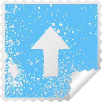 distressed square peeling sticker symbol of a pointing arrow png