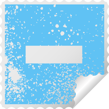 distressed square peeling sticker symbol of a minus symbol png