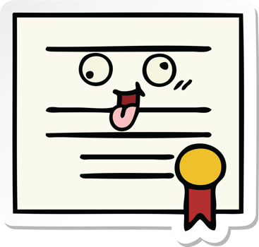 sticker of a cute cartoon graduation diploma png