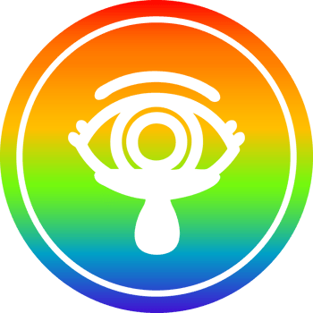 mystic eye crying blood circular icon with rainbow gradient finish png
