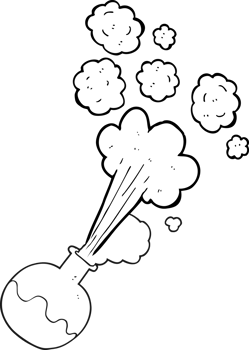 hand drawn black and white cartoon chemical reaction png