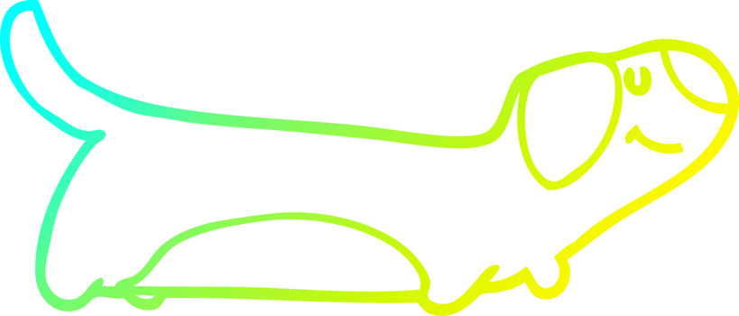 cold gradient line drawing of a cartoon dog png