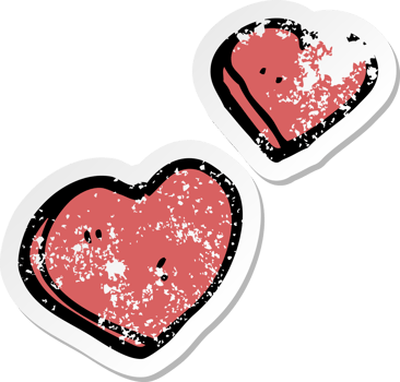 distressed sticker of a cartoon love hearts png