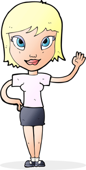 cartoon woman waving png