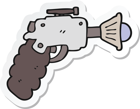 sticker of a cartoon ray gun png