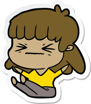 sticker of a cartoon angry girl png