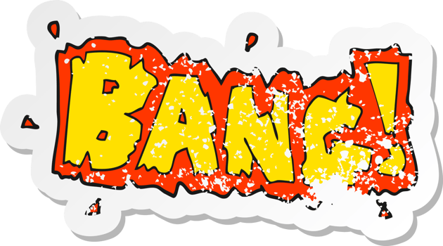 retro distressed sticker of a cartoon bang symbol png